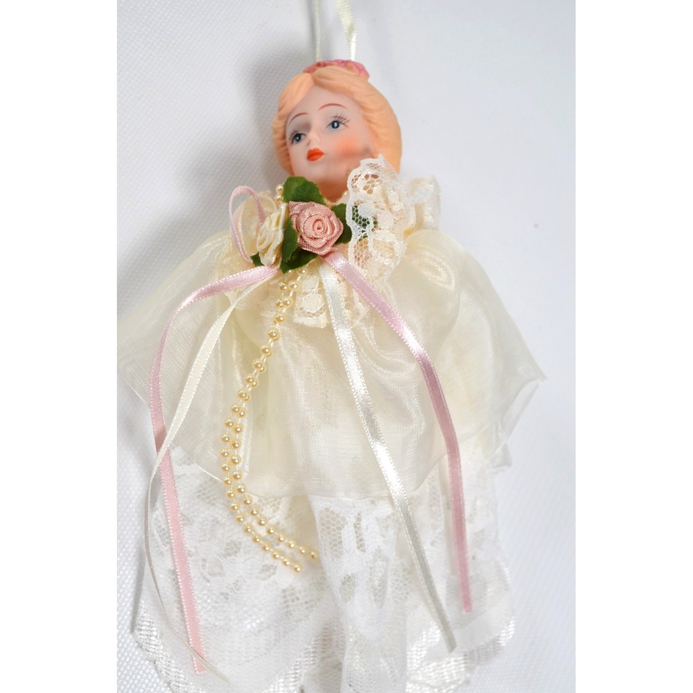 Vintage Victorian Style Hanging Christmas Tree Ornament Bisque Face 10"